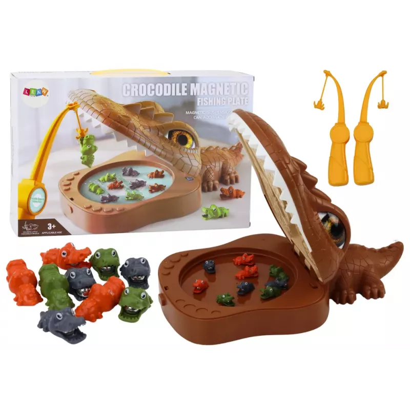 LEAN TOYS Juego de Pesca Cocodrilo Magnético Cocodrilo Marrón