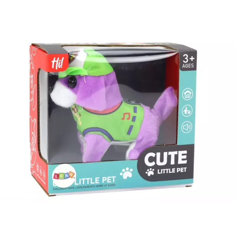 LEAN TOYS Perro de Peluche Animal Interactivo Camina Ladra Morado