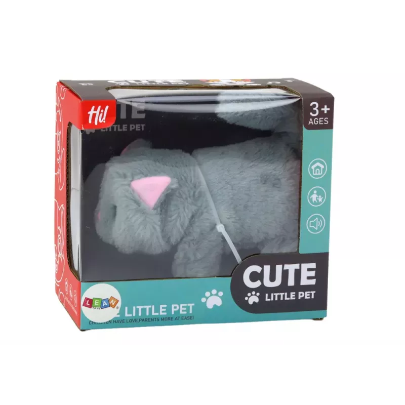 LEAN TOYS Peluche Animal Interactivo Gatito Camina y Maúlla Gris