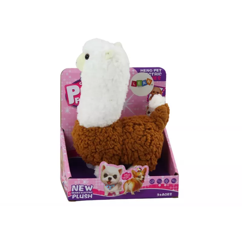 LEAN TOYS Mascota Interactiva Llama Alpaca Marrón Camina Juego 23 cm