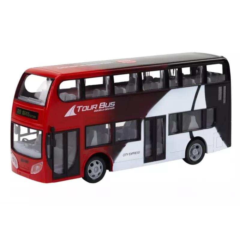 LEAN TOYS Autobús de Dos Pisos Radiocontrol RC Luces 1:24 Rojo