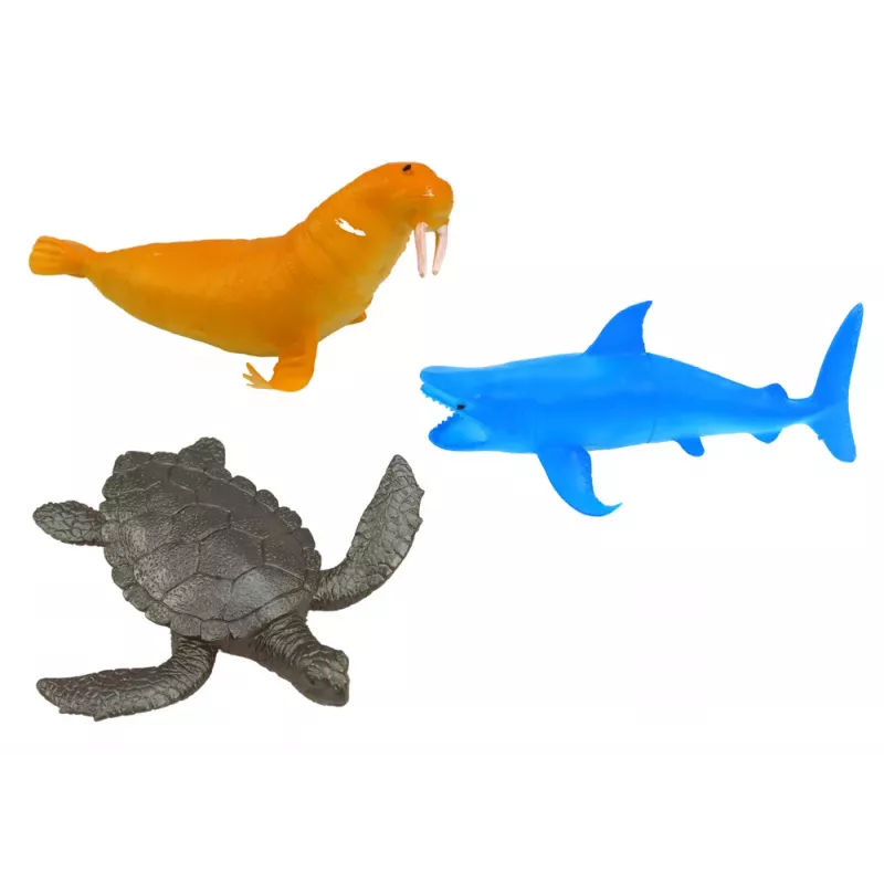 LEAN TOYS Set de Figuras Animales Marinos Submarinos Pingüino Tiburón Cangrejo 10 uds.