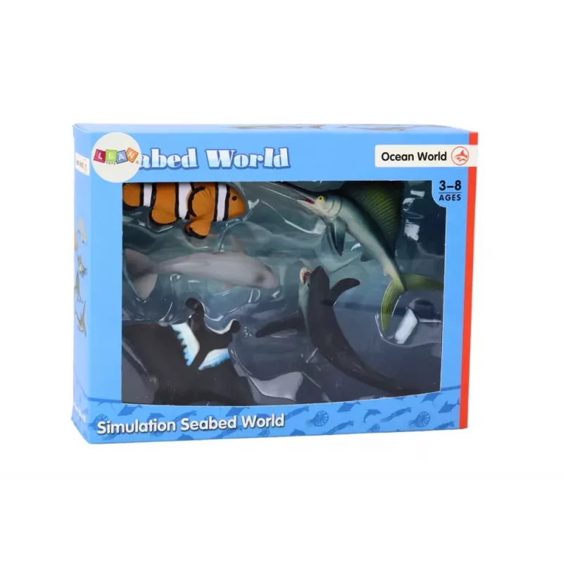 LEAN TOYS Set de Figuras de Animales Marinos Tiburón Delfín Raya 5 piezas
