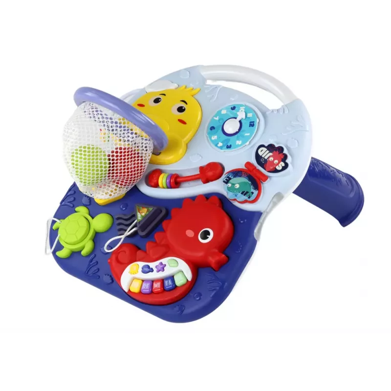 LEAN TOYS Mesa Educativa 2en1 Animales Marinos Cesta Pelotas 32cm x 25.5cm x 23cm