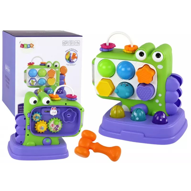 LEAN TOYS Panel educativo de dinosaurio Whack-A-Mole clasificador juego para niños morado