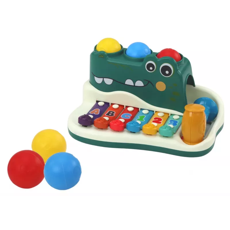 LEAN TOYS Platillos piano cocodrilo órgano martillo bolas instrumento educativo