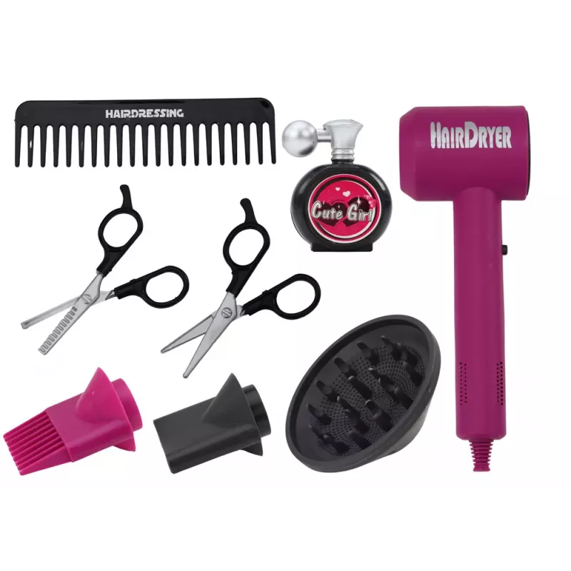 LEAN TOYS Set de peluquería salón de belleza peluquero secador 10 piezas