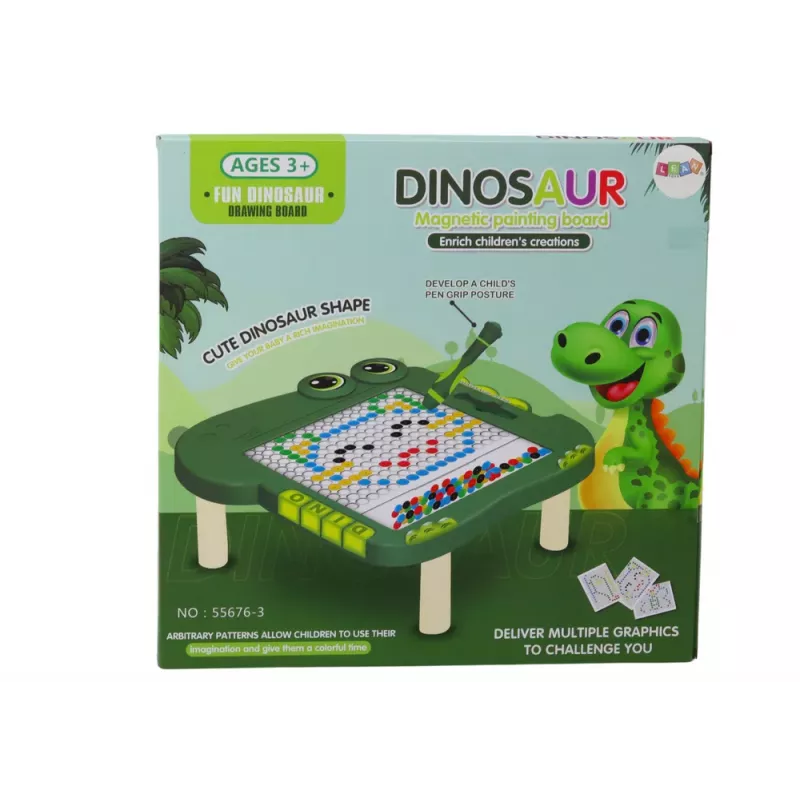 LEAN TOYS Tablero magnético educativo puzzle dinosaurio pad cuentas verdes