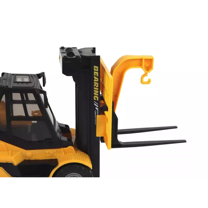 LEAN TOYS Carretilla elevadora amarilla 1:16 horquillas móviles sonidos luces