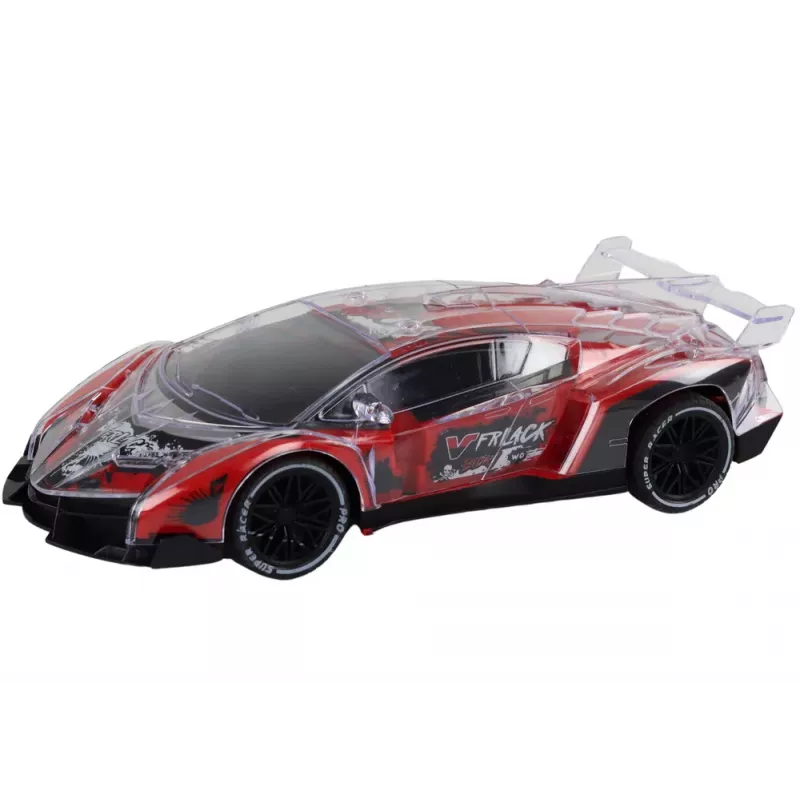 LEAN TOYS Coche deportivo RC con mando a distancia escala 1:16 rojo luces