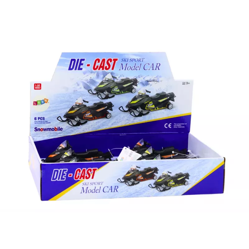 LEAN TOYS Moto de nieve con suspensión y tracción, escala 1:32, luces, sonidos