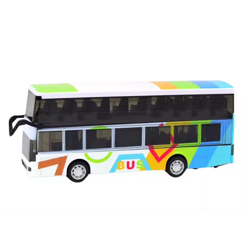 LEAN TOYS Autobús de dos pisos con tracción de metal, luces de colores y sonidos