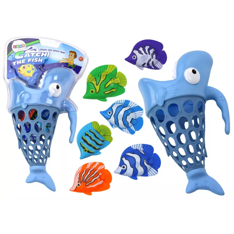 LEAN TOYS Cesta de Pesca Soporte Tiburón Pez Azul