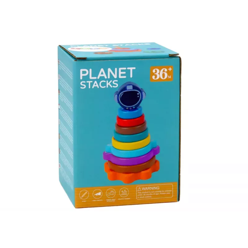 LEAN TOYS Pirámide Clasificadora Puzzle de Madera Pirámide Planetas Espacio 10 Piezas