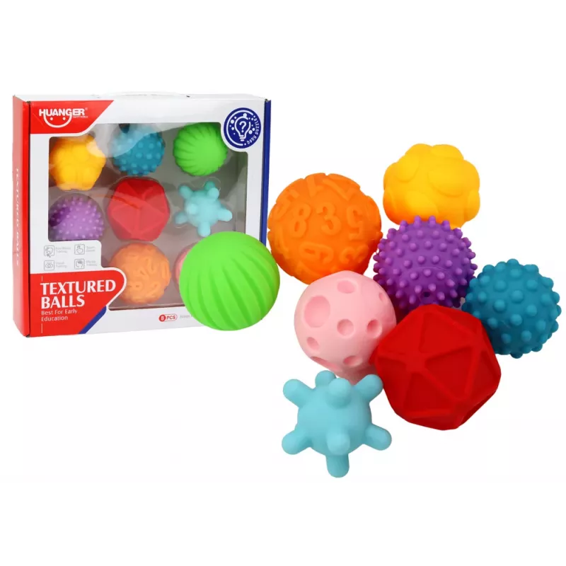 LEAN TOYS Set de Bolas Sensoriales Texturas Variadas 8 Piezas Coloridas