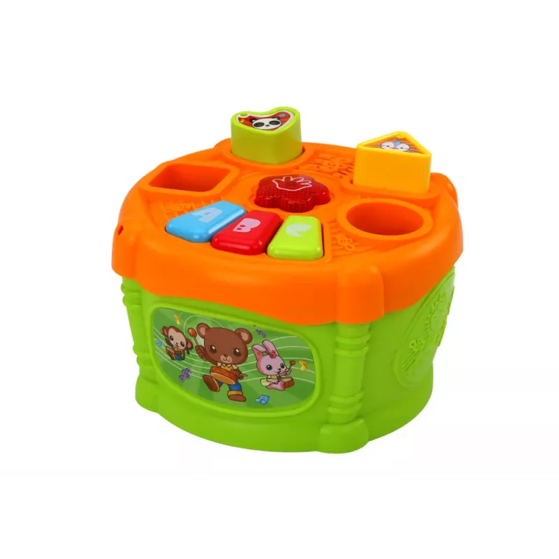 LEAN TOYS Tambor Educativo Interactivo Formas Verde y Naranja