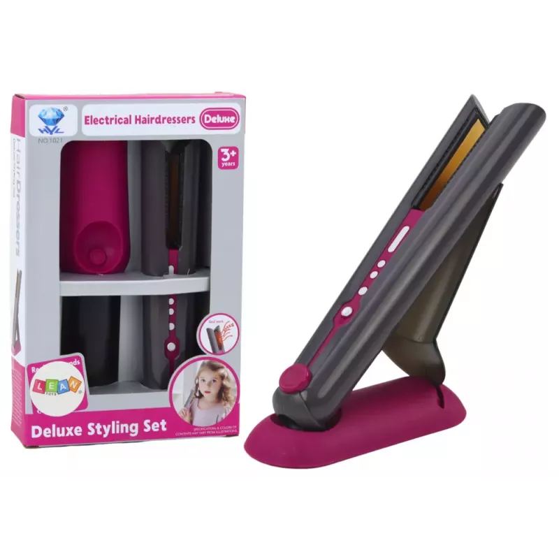 LEAN TOYS Plancha de Pelo de Juguete con Soporte, Luces y Sonidos