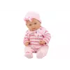 LEAN TOYS Muñeca Bebé con Jersey de Rayas, Gorro, Bufanda, Rosa