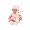 LEAN TOYS Muñeca Bebé en Portabebés de Conejo con Conjunto de Cuadros Rosa