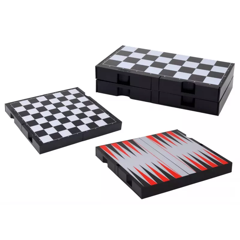 LEAN TOYS Set de Juego 3en1 Tablero Magnético Ajedrez Damas Backgammon