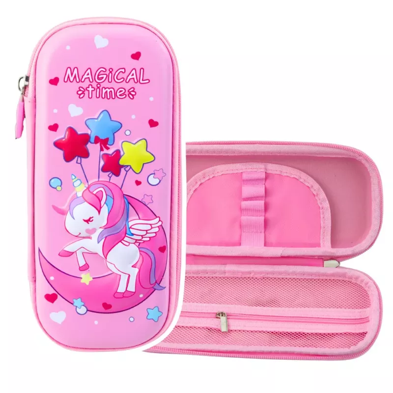 LEAN Estuche Escolar Unicornio 3D Plegable Morado 23x10x5 cm