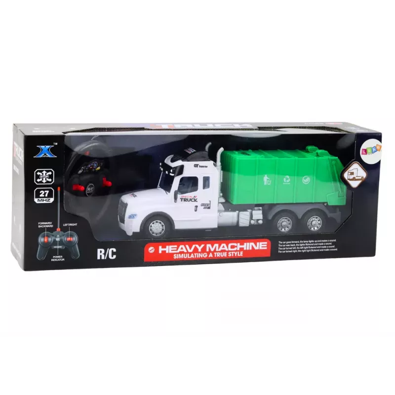 LEAN TOYS Camión de Basura Teledirigido RC Verde Luces Sonidos