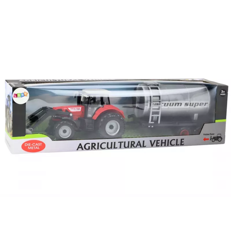 LEAN TOYS Tractor Agrícola Excavadora con Cisterna Accionamiento Rojo