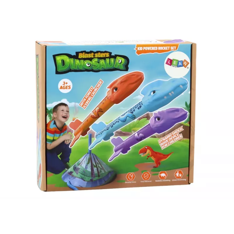 LEAN TOYS Juego de Lanzamiento de Cohetes Dinosaurio Bosque Multicolor Push Up