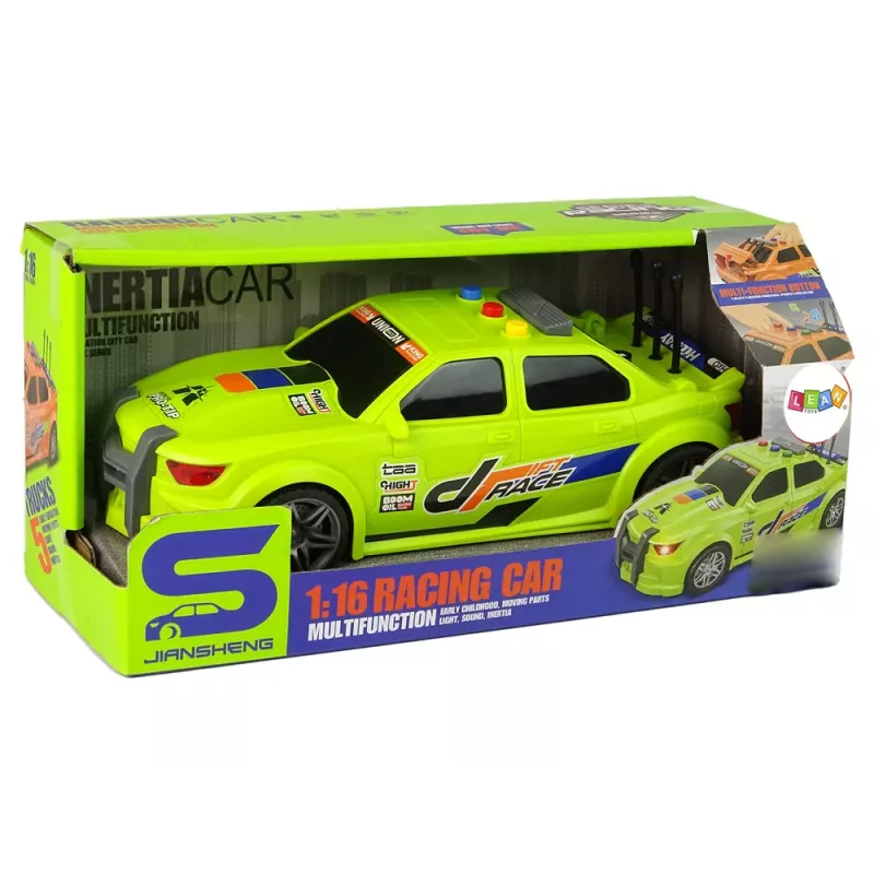 LEAN TOYS Coche Deportivo de Carreras con Luz y Sonido Verde 1:16