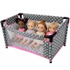 LEAN TOYS Cuna de Muñeca Alice con Estrellas, Bolsa, Manta, Almohada, Gris y Rosa