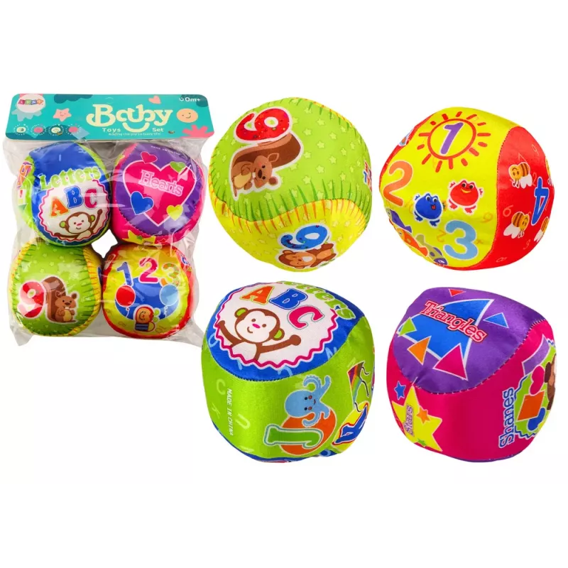 LEAN TOYS Set de Pelotas de Tela Coloridas Educativas Sonajero 4 uds.