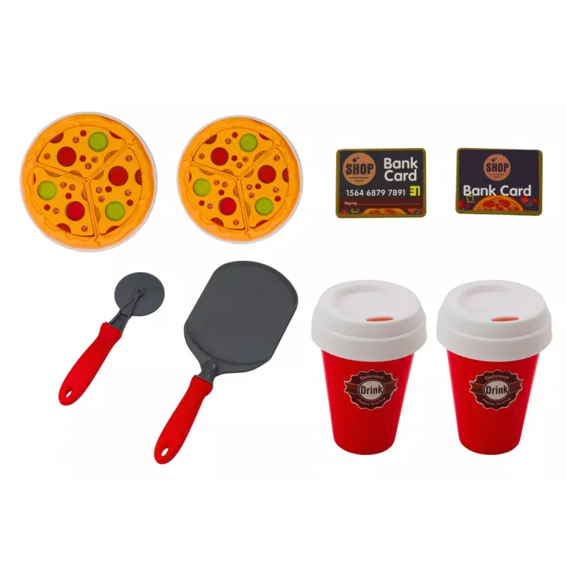 LEAN TOYS Set de Tienda de Pizza Cafetera Bebidas Caja Registradora Juego de Imitación