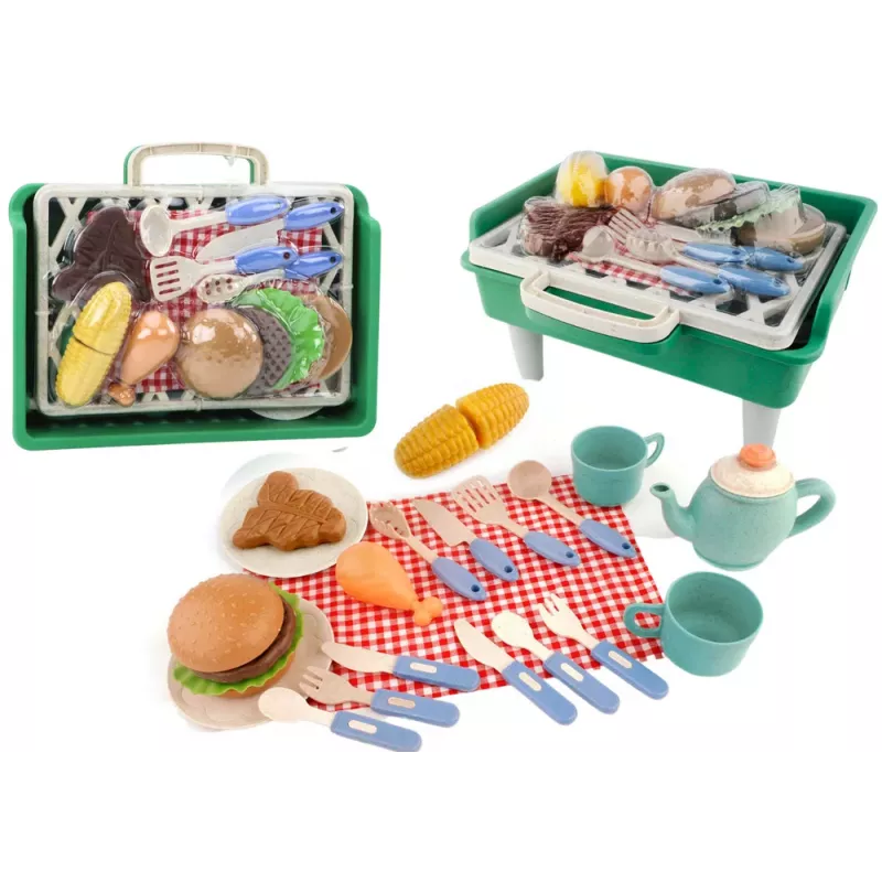 LEAN TOYS Set de Barbacoa Parrilla Comida Cubiertos Platos Vasos