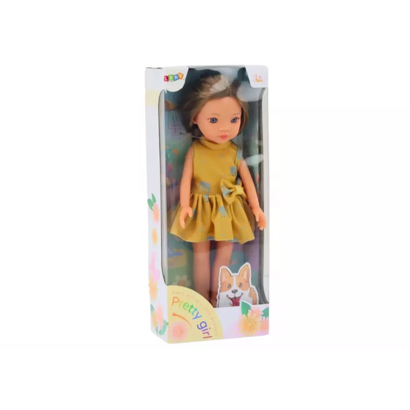 LEAN TOYS Muñeca Vestido Amarillo Pelo Castaño Muñeca Grande 33cm