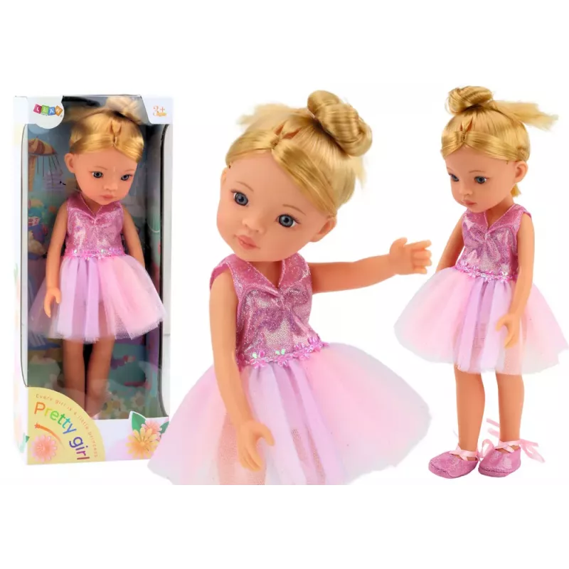 LEAN TOYS Muñeca Bailarina Rosa 33cm con Vestido, Zapatillas de Ballet, Tiara