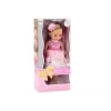 LEAN TOYS Muñeca Vestido Rosa Pelo Largo Horquilla Cepillo 38cm