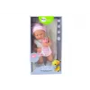 LEAN TOYS Muñeca Bebé con Ropa Blanca y Rosa, Gorro, Chupete, Babero, Edredón