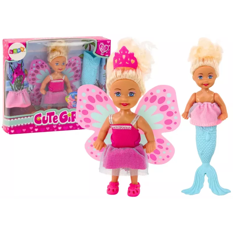LEAN TOYS Mini Muñeca 2en1 Sirena Hada Alas de Cola