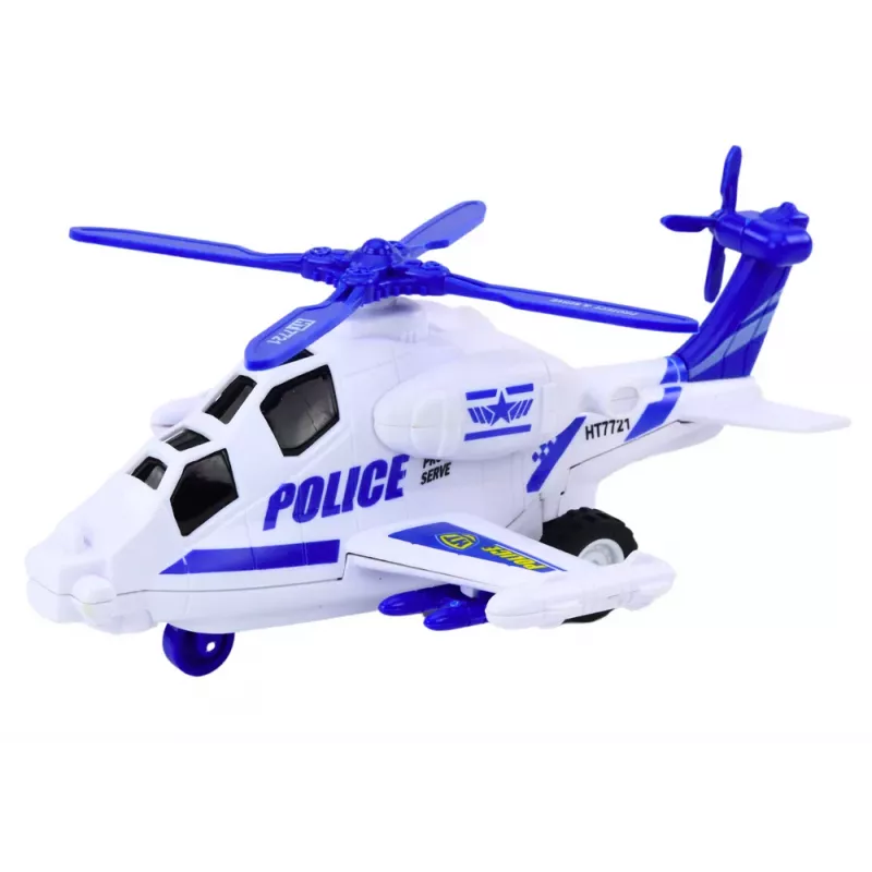 LEAN TOYS Helicóptero de Policía Blanco o Negro Fricción Luz y Sonido