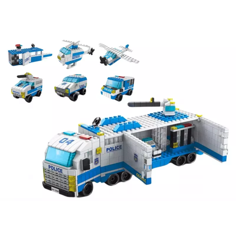 LEAN TOYS Camión de policía bloques de construcción set 6en1 Police Vehicles 1000 uds.