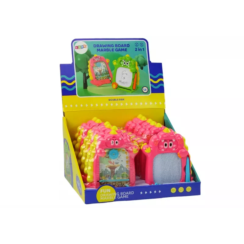 LEAN TOYS Pizarra de dibujo portátil 2en1 rosa dinosaurio