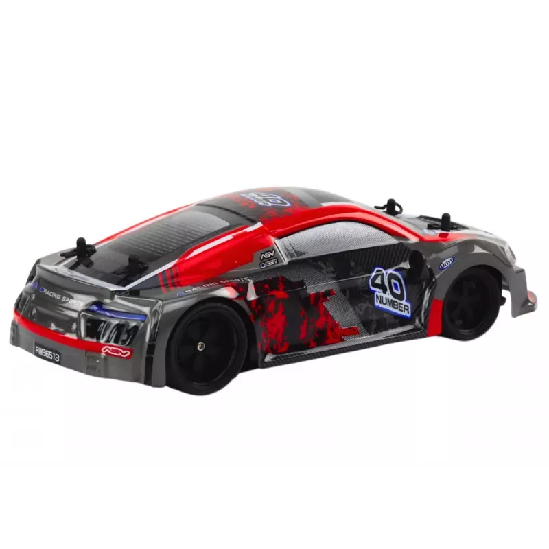 LEAN TOYS Coche teledirigido RC 1:18 neumáticos de goma drift rojo