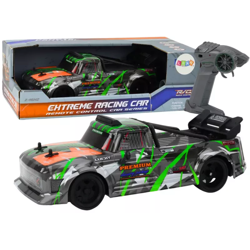 LEAN TOYS Coche teledirigido RC 1:16 goma drift neumáticos gris-verde