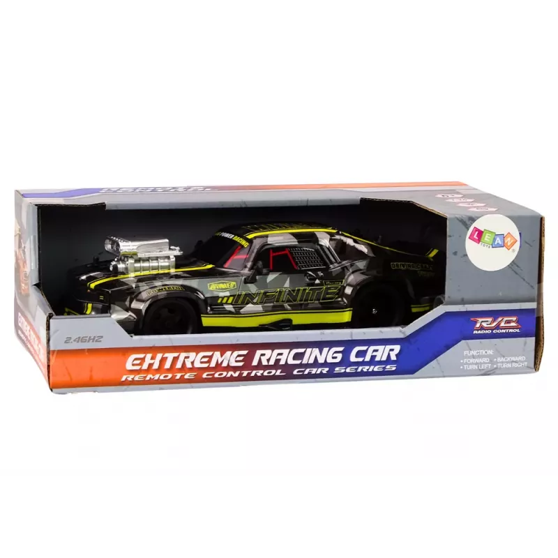 LEAN TOYS Coche teledirigido RC 1:16 neumáticos de goma drift negro