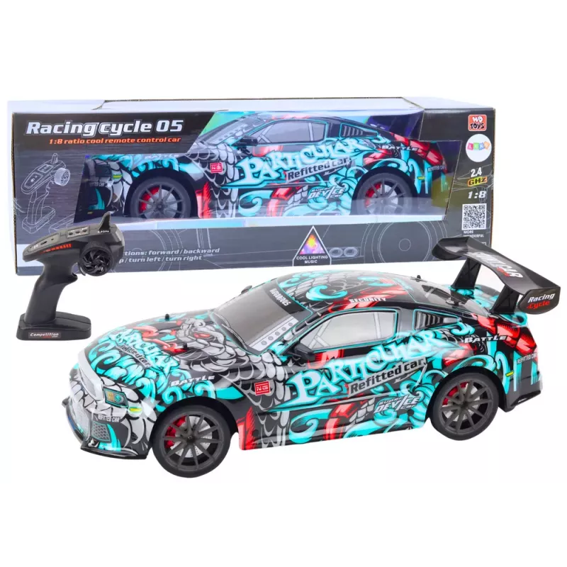 LEAN TOYS Gran coche deportivo RC teledirigido 1:8 luces sonidos graffiti