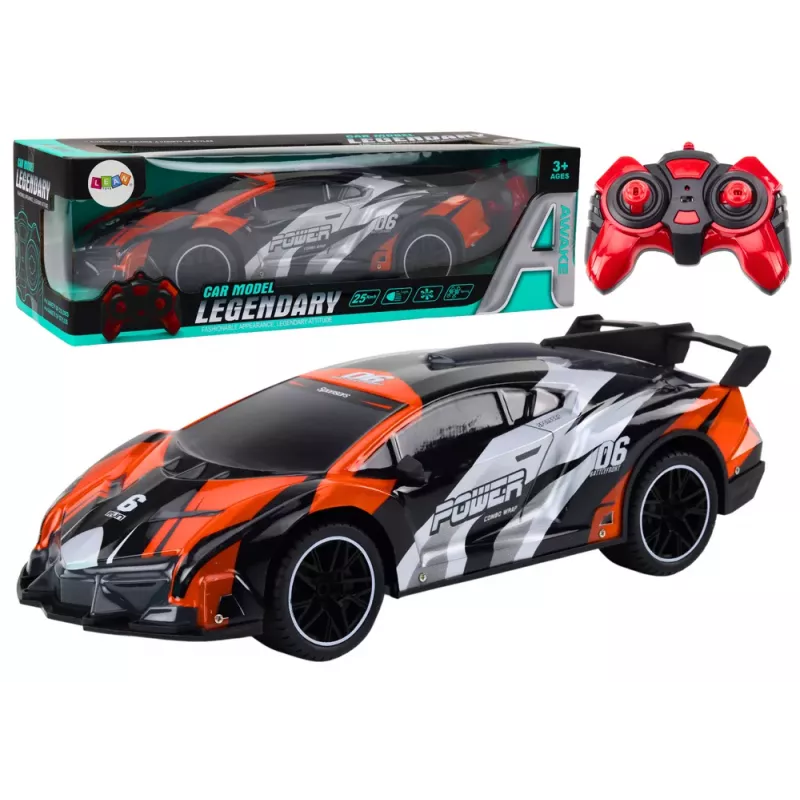 LEAN TOYS Coche deportivo teledirigido RC 1:10 naranja velocidad hasta 25 km/h