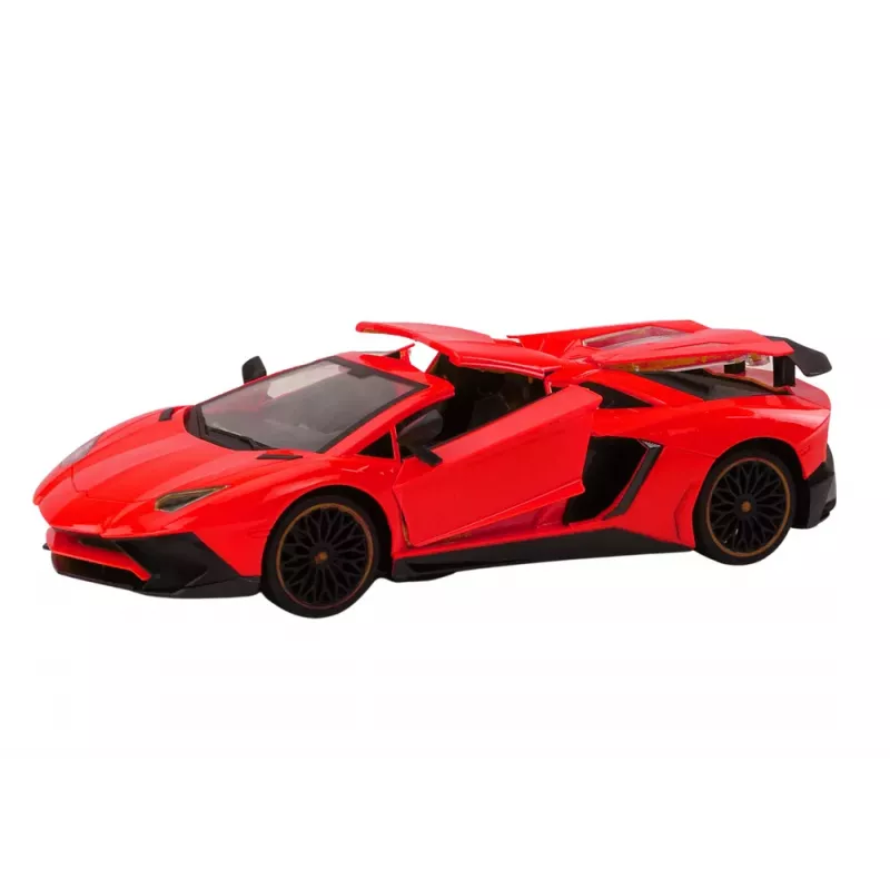 LEAN TOYS Coche deportivo RC teledirigido con puertas que se abren rojo 1:12