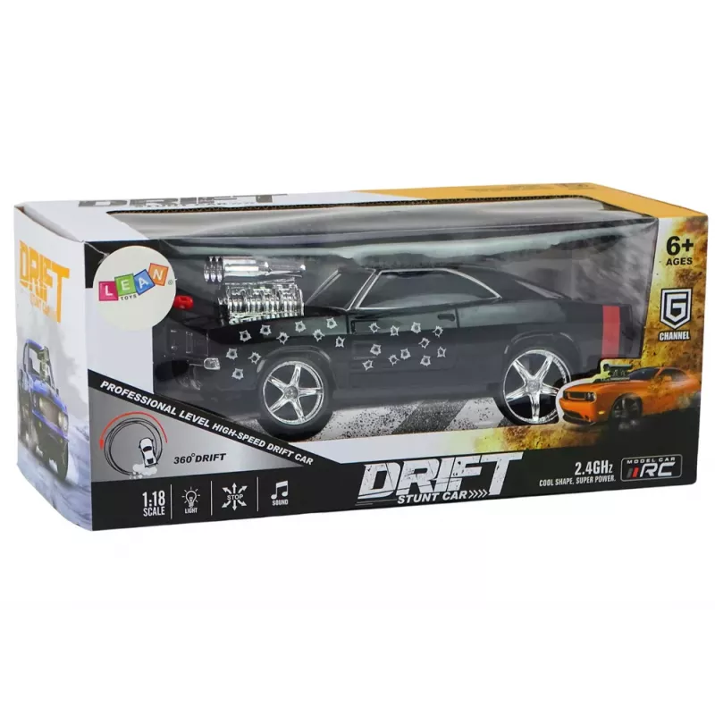 LEAN TOYS Vehículo RC 1:18 drift 360 luces sonidos negro