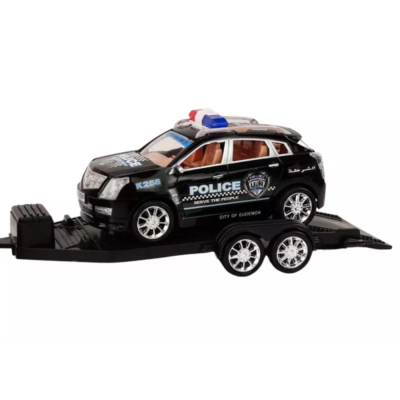 LEAN TOYS set de policía pickup con camión grúa semirremolque coche todoterreno policía