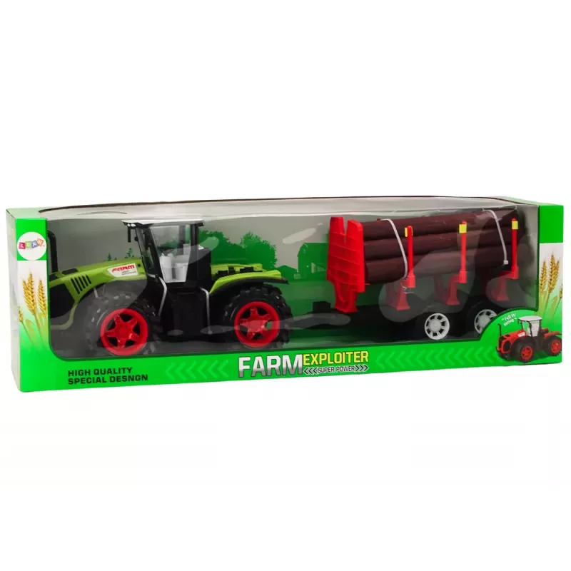 LEAN TOYS tractor agrícola con remolque de madera y 9 árboles de Bali - Green Drive
